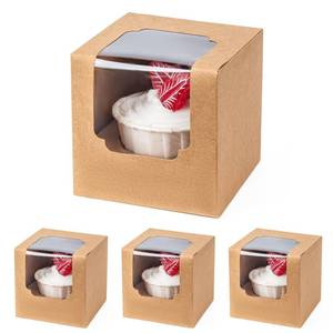 lot 2314 image: BOOMIBOO 75 Pack Individual Cupcake Containers, Cupcake Boxes with Window, Food Grade Cupcake Holders with Inserts, Stackable Deep Cupcake Carrier (Brown)