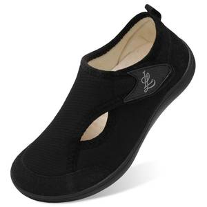 lot 2315 image: LeIsfIt Womens Slippers Wide Diabetic Shoes Adjustable Arthritis Edema House Shoes Indoor Outdoor Slippers Black Size 12