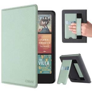 lot 2334 image: CoBak Case with Stand for Kindle Paperwhite 12th Gen 2024 Released (7) & Kindle Colorsoft Signature Edition - Durable PU Leather Cover with Auto Sleep Wake, Card Slot, Hand Strap Feature, Sage Green