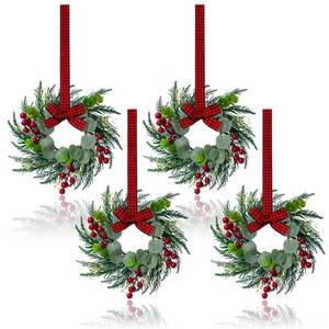 lot 2340 image: Small Christmas Wreaths 4Pcs, 10 Inch Mini Wreaths for Kitchen Cabinets, Christmas Door Wreath, Small Christmas Wreath for Fireplace Window Farmhouse Indoor Home Decorations