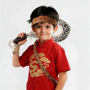 lot 2352 image: The Polynesian Demigod Maui-Inspired Cosplay Samll Fish Hook Props Engraved Hawaii Tribal Design (Ivory White)