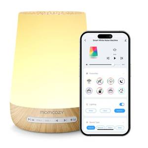 lot 2354 image: Baby Sound Machine, Momcozy White Noise Machine for Baby Sleeping with Night Light, Toddler Sleep Trainer with 34 Soothing Sounds, Timer, App Remote Control, Personal Sleep Routine(Wood Grain)