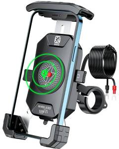 lot 2355 image: BRCOVAN Motorcycle Phone Mount Holder with Qi 15W Wireless Charger & PDUSB-C 20W Fast Charging Port, 1s Lock Cellphone Cradle with Aluminum Alloy Handlebar Mounting Base for 4-7 Smartphone