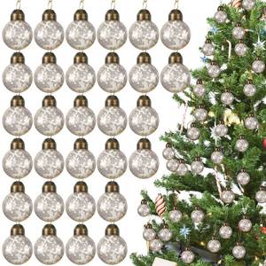 lot 2359 image: 30 Pieces Mercury Glass Christmas Balls Mini Glass Ornaments Bulk 1.18 Inch Xmas Hanging Balls Set Vintage Decors for Christmas Tree Home Party Wedding Decoration(White)