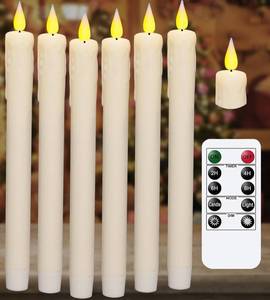 lot 2361 image: KSWING Upgraded Real Wax LED Flameless Taper Candles with Remote, 6 PCS White Dripping Candlesticks Battery Operated 3D Flickering - 9.6 Long Realistic Fake Candle Sticks for HomeWeddingXmas Decor