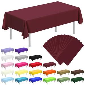 lot 2364 image: CC-SLZP 12 Pack Premium Plastic Tablecloth, 54 x 108 inch Disposable Tablecloths Rectangle Leakproof for Parties, Picnic, Camping, Birthday, Weeding (Burgundy, Rectangle (12 Pack))