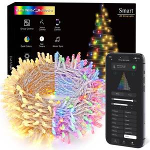 lot 2370 image: BrizLabs Smart Christmas Lights, 115FT 300 LED Fairy String Lights with AppVoice Control, Warm White & Multicolor Color Changing Christmas Tree Light Dimmable Xmas Light for Outdoor Indoor Xmas Decor