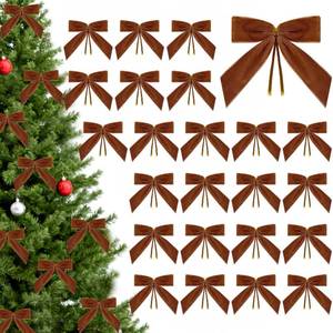 lot 2377 image: CCILAND 24 Pcs Dark Brown Small Velvet Bows for Christmas Tree, 3.54 Inch Mini Christmas Bows for Gift Wrapping, Twist Tie Velvet Bows Xmas Ornaments for Wreath, Crafts, Party, Wedding
