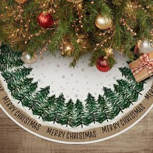 lot 2388 image: AVOIN colorlife Merry Christmas Christmas Tree Skirt 36 Inch, Snowflake Winter Holiday Tree Mat Decoration