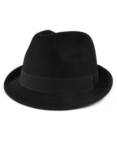 lot 2389 image: Zylioo Extra Small Felt Trilby Hats,Petite Size Warm Gangster Hat,Short Brim Fedora Hat with Ribbon,Winter Cuban Hat