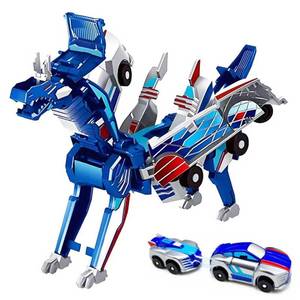 lot 2390 image: Collision Transforming Dinosaur Car Toy �� 2 Cars Crash & Transform into Dinosaur Robot Toys for Kids �� Fun Gift for Boys & Girls, Birthday & Christmas (Blue Dragon)