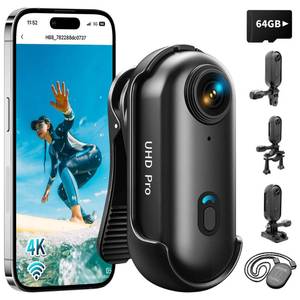 lot 2396 image: Asdanalili 4K Action Camera, 64GB Wearable Sports Camera with Waterproof Case, Magnetic Clip, and Quick-Mount Accessories, Small Body Cam for Cycling, Diving, Travel, and Outdoor Adventures��4K-64G��