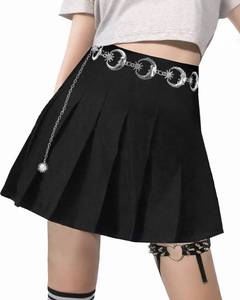 lot 2406 image: AULKEEP Womens Goth Black Skirt Pleated Skirts with Chain High Waist Mini Skorts for Any Season L