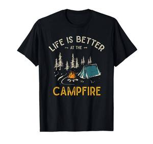 lot 2408 image: Das Leben ist Besser am Lagerfeuer Funny Camper Camping T-Shirt size L green not black