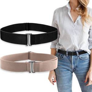 lot 2427 image: HAWOWZ 2Pcs No Show Stretch Belt for Women Invisible Elastic Tuck Band, Adjustable Strap Crop Belt with Flat Buckle for Jeans Pants Dresses