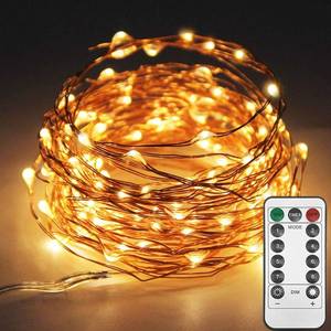 lot 2430 image: Twinkle Star 33ft 100LED Copper Wire String Lights Fairy String Lights 8 Modes USB Powered with Remote Control for Wedding Party Home Christmas Decoration, Warm White
