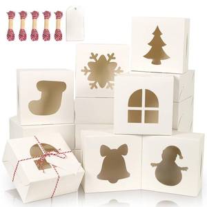 lot 2431 image: BEAVOING 36 PCS White Bakery Boxes with Window, 6x6x3 Inch Christmas Cookie Boxes for Gift Giving, 6 Inch Small Treat Boxes for Mini Cake Pastry Dessert Strawberries Cupcakes Candy Donut Packaging