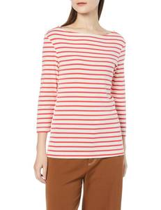 lot 2453 image: Amazon Essentials Womens Slim-Fit 34 Sleeve Boat Neck T-Shirt, Ivory Red Stripe, Large