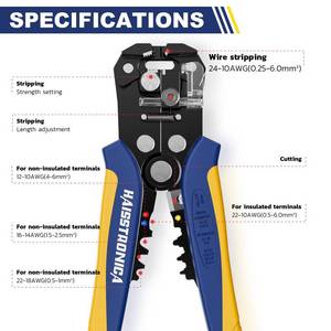 lot 2457 image: haisstronica Self-Adjusting Wire Stripper, 3 in 1 StripperCutterCrimping Heavy Duty Automatic Electrical Wire Strippers for 10-24 AWG