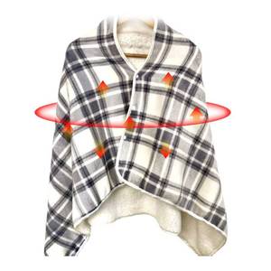 lot 3770 image: WOOLALA USB Plaid Heated Shawl Blanket, Wearable Fleece Electric Heating Blanket with Snap Closure 3 Temperature Settings for Home Office Outdoor, Machine Washable (55  31.5in)
