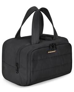 lot 3772 image: BAGSMART Travel Toiletry Bag, Lightweight Large Wide-open Travel Bag for Women, Puffy Cosmetic Makeup Bag Organizer with Handle for Accessories,Essentials, Toiletries, Black
