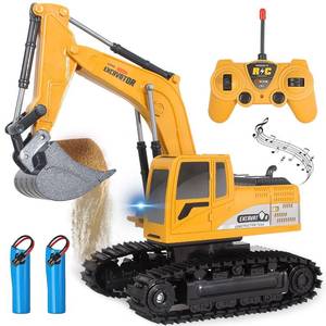 lot 3778 image: Jiakora Remote Control Excavator Toys for Boys, RC Excavator Toy for Boys 3 4 5 6 7 8 Year Old Kids Christmas Birthday Gift��RC Digger Truck Construction Vehicles with Metal Shovel & Light