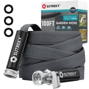 lot 3792 image: 100ft Garden Hose, Ultra Lightweight All-Weather Water Hose, Durable & Flexible, Built-in Valve, Leak-free Connections, TPU Water Hose, Drinking Water Safe