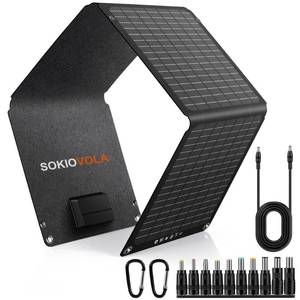 lot 3794 image: SOKIOVOLA Portable Solar Panels 30W Foldable Solar Panels Charger ETFE Solar Panel with DC USB-C and USB-A IP68 Waterproof for Small Power Station Mobile Phones RV Travel Outdoor Camping
