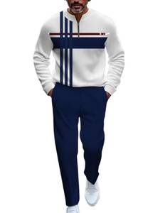 lot 3797 image: TOVPAO Mens casual sports long sleeved jogging suit two-piece jacket and pants set (CD100-4,XXL)