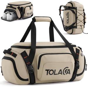 lot 3799 image: Tolaccea Gym Bag for Men & Women, 40L Duffle Bag Backpack for Travel Sports with Shoe Compartment, Wet Pocket & Extra Laptop Bag for 15.6, 3-in-1 Sport Workout Duffel Carry On for Airplane (Khaki)