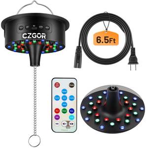 lot 3803 image: Rotating Disco Ball Motor Light with Remote, Czgor 3-15 RPM Adjustable Speed, 30 RGB LEDs, Detachable CableBatteryUSB-C Power Mode, Supports 4 - 16 Mirror Balls for Party Bands Christmas Wedding
