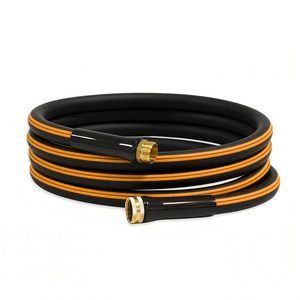 lot 3808 image: Atlantic Heavy Duty Garden Hose 12 ft x 58 Inch Black Color, Short Connection Leader Hose with Solid Brass Connectors (12 Feet)