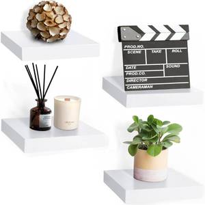 lot 3814 image: Sorbus Square Floating Shelf for Wall - 4 Small Shelves with Invisible Mounting Brackets for Living Room Decor, Bedroom, Bathroom Decor, Home & Kitchen - 9 Wall Shelf to Display Photos Trophies