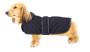 lot 4355 image: Warm Thermal Quilted Dachshund Coat, Dog Winter Coat with Warm Fleece Lining, Outdoor Dog Apparel with Adjustable Bands for Medium, Large Dog-Dark Blue-S