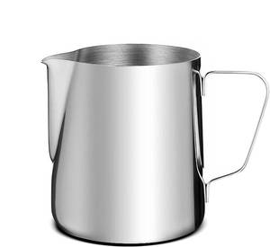lot 4358 image: AMZCHEF Milk Frothing Pitcher 12oz, 304 Stainless Steel Steam Jug for Espresso Machine, Cappuccino & Latte Art Frother Cup with Clear Scale, Barista Coffee Accessories