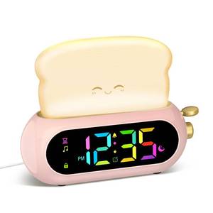 lot 4359 image: Netzu Alarm Clock for Kids, OK to Wake Clock with Night Light and Sound Machine, Pink Clock with 10 RGB Color, 6 Alarm Tones, Nap Timer, Snooze, Bedside Clocks for Girls Kids Teens Birthday Gifts