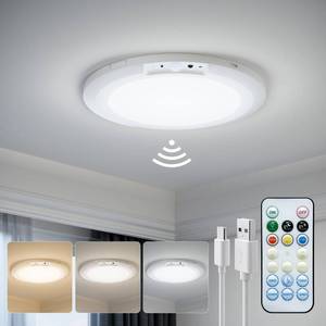 lot 4360 image: JACKYLED New Upgraded Rechargeable Motion Sensor Ceiling Light With Remote Control,10000mAh Battery Operated Closet Light,Magnetic LED Shower Lights,Ceiling Lamp for Bathroom Pantry Shed Hallway Porch
