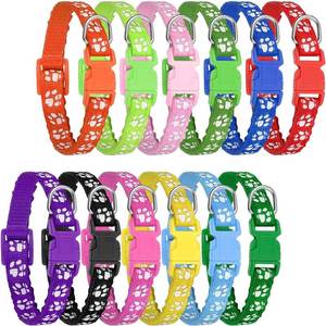 lot 4365 image: Chenkaiyang 12 Pack Puppy Collars for Litter, Adjustable Puppy ID Collars Soft Nylon Whelping Collars for Newborn Litter Pets