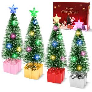 lot 4370 image: Mini Christmas Tree with Lights, 4 Pack Tabletop Christmas Tree with LED Lights for Indoor Christmas Decorations Holiday Party Ornagment, Christmas Centerpieces for Tables New Year Decoration(4)