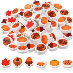 lot 4375 image: Yexiya Fall Mini Erasers for Bulk Apple Erasers Novelty Thanksgiving Pumpkin Maple Leaf Party Favor Stationery Cute Fun for Autumn Rewards(60 Pcs)