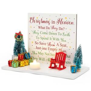 lot 4381 image: Haooryx Christmas in Heaven with Chair Table Decoration - 21Pcs Xmas Tree Memorial Candle Holders Rocking Chair Ornaments Save A Seat Memorial Gift for Loss of Loved One Christmas Table Decor