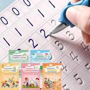lot 4387 image: CosyCorner Magical Handwriting Workbooks Handwriting Practice Magic Copybook, Handwriting Aid Magic Pen Reusable Copybook Grooves Template Design for Children(4 Books, 10.2�7.2 in)