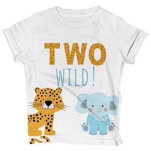 lot 4388 image: Lalo & Luna Two Wild Safari Birthday T-Shirt for 2-Year-Old BoyToddler �� Zoo Theme, Jungle Party OutfitTee 3T Wh H SS