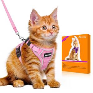lot 4401 image: Halypet Cat Harness and Leash Set MAX Safety 4th-Gen Upgrade Escape Proof Adjustable Cat Leash Comfortable Soft Vest Easy to Wear Kitten Harness with Reflective Strip for Cats Walking, S Pink