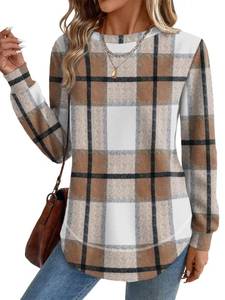 lot 4404 image: OFEEFAN Long Sleeve Shirts for Women Dressy Casual Womens Tops Women Fall Clothes Womens Clothing Fashion 2025 Plaid Shirts L