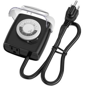 lot 4410 image: G-Homa Enhanced Outdoor Timers, Mechanical 24 Hour Timer Outlet, Outdoor Light Timer Waterproof with Protective Cover, 18 in Cord, 15A 34HP, CSA Listed, Ideal for Engine Block Heater, Pool Pump
