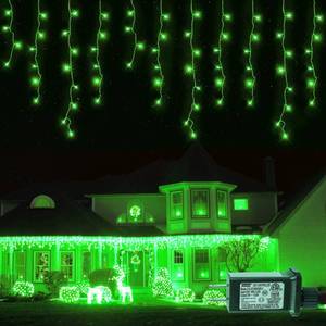 lot 6183 image: Hopolon 33FT 360L LED Christmas Icicle Lights Outdoor Waterproof,8 Modes Plug in Curtain String Lights with 60 Drops,Christmas Lights for Wedding,Party,Bedroom,Home,Garden,Wall Decorations(Green)