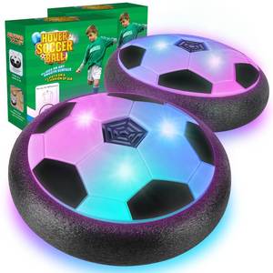 lot 6191 image: A2 Pack Hover Soccer Ball with 8 Pcs Batteries, Air Floating Soccer Toy with LED Lights and Foam Bumper, Indoor Games for Kids 4-8-12, Toys Gifts for 3 4 5 6 7 8 9 Year Old Boys Girls