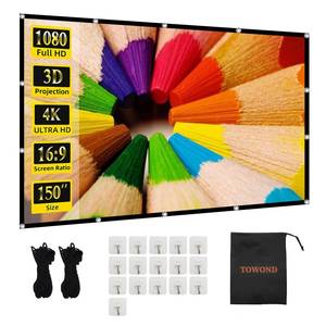 lot 6196 image: Projector Screen TOWOND 150 inch Projection Screen Indoor Outdoor Washable Anti-Crease 169 HD Rear Front Movies Screen for Home Theater Office