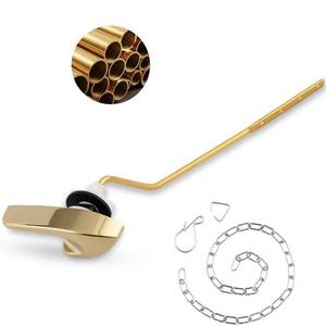 lot 6198 image: Universal Polished Gold Toilet Handle Replacement Kit, SideAngle Mount Toilet Flush Handle Compatible with Kohler K-GP30324-CPTOTOAmerican Standard, Stainless Steel Flapper Chain